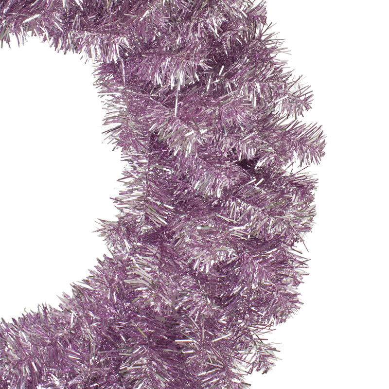 Metallic Pink Tinsel Artificial Christmas Wreath  24-Inch  Unlit