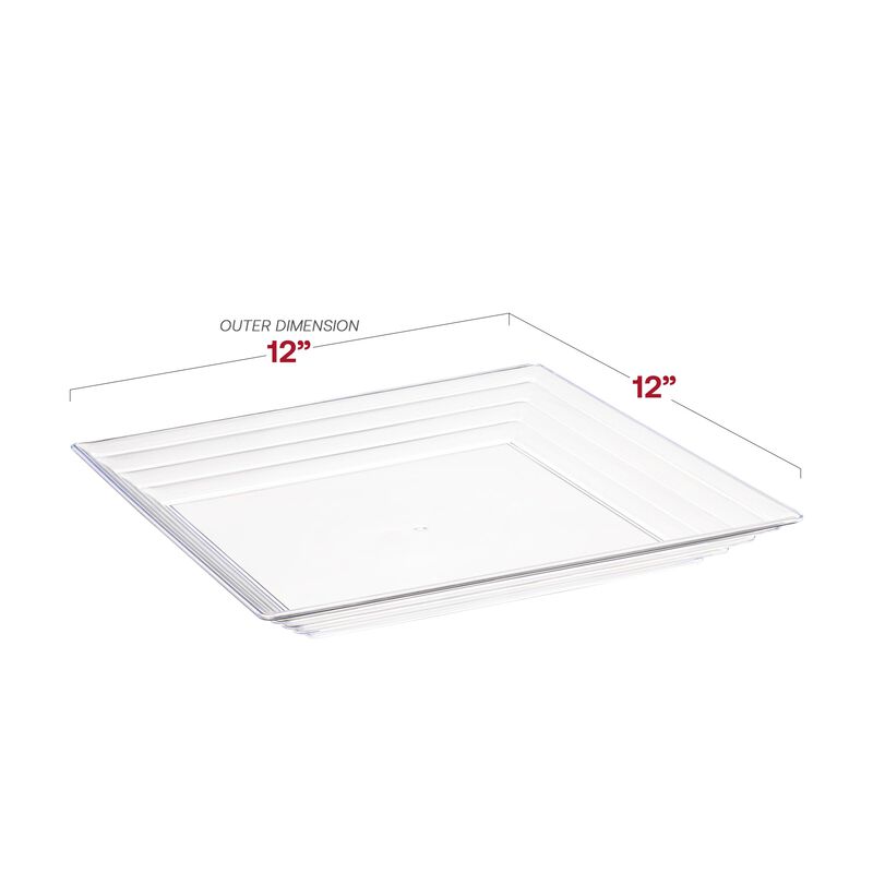 12" x 12" Clear Square with Groove Rim Plastic Serving Trays (24 Trays) image number 3