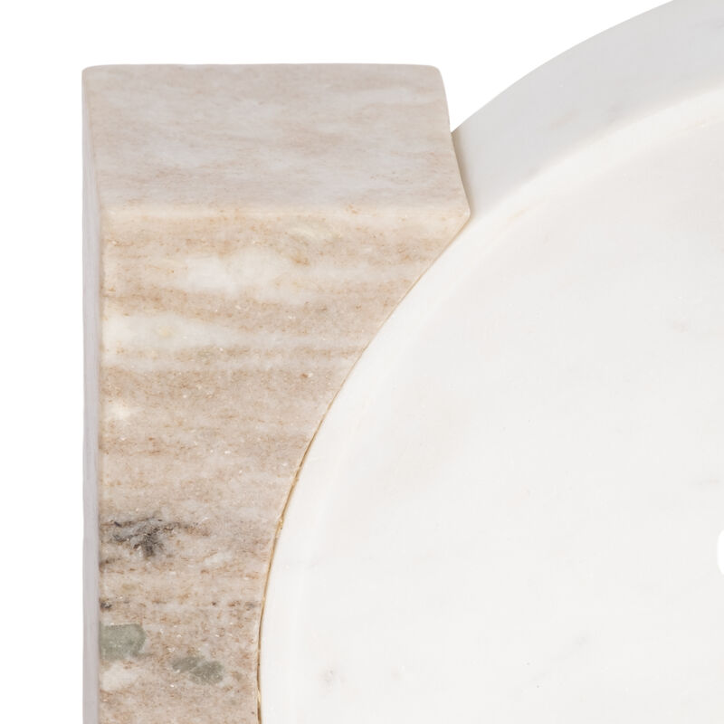 10" Marble Bowl With Onyx Marble Sides, White/tan image number 4