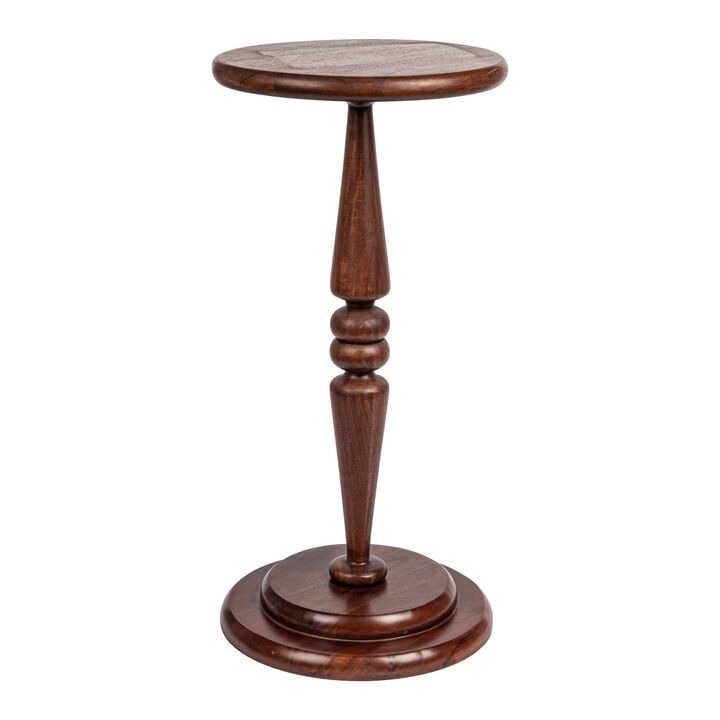 Bishop Pedestal Cocktail Side Table, Dark Chestnut
