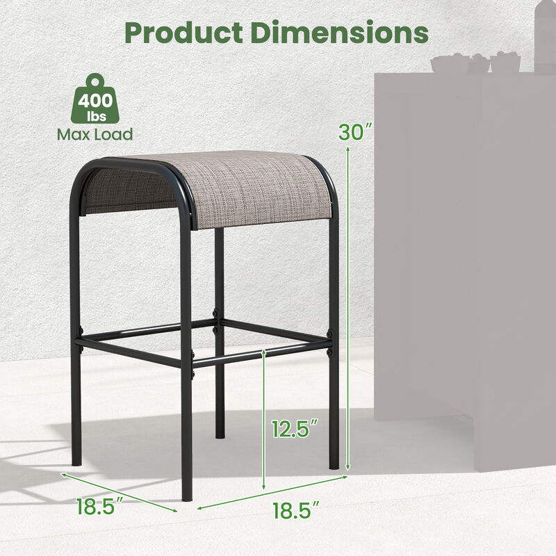 Patio Metal Bar Stools with Curved Fabric Seat – Stylish Outdoor Seating for Bars and Kitchens