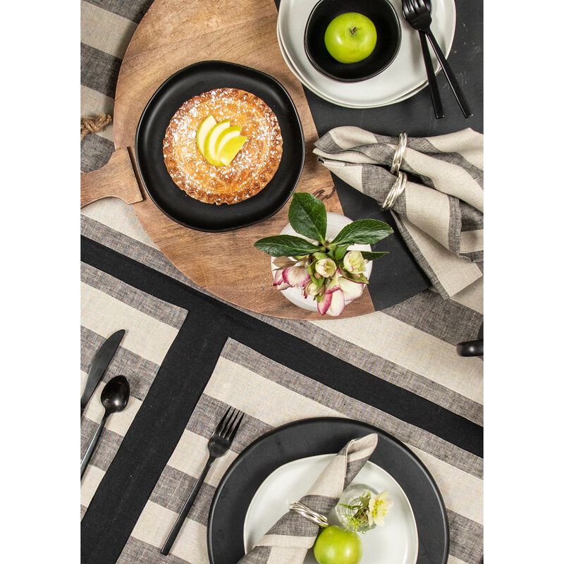 Solino Home Cabana Stripe 100% Linen Table Runner &ndash; Handcrafted, Machine Washable, Perfect for Holiday and Everyday Dining