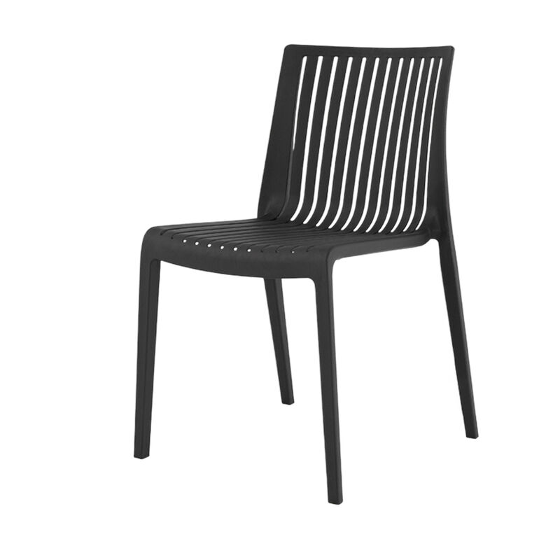 HomeRoots Set of Two Black Heavy Duty Plastic Outdoor Stacking Accent Chairs image number 2