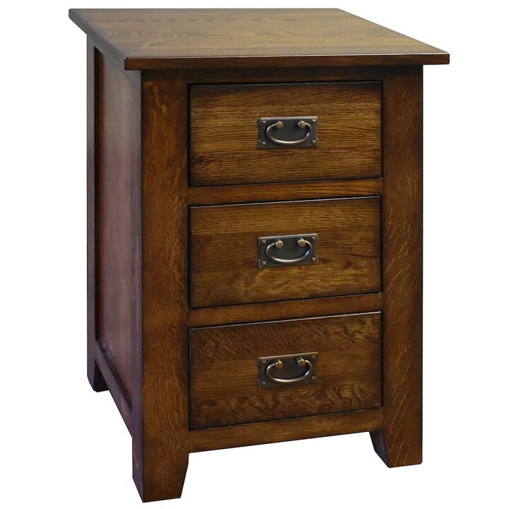 Crafters and Weavers Mission Quarter Sawn Oak 3 Drawer Nightstand - Michael's Cherry