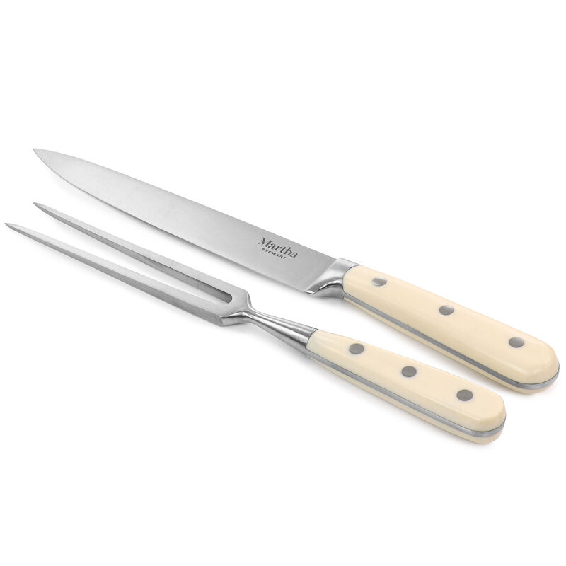 Martha Stewart Goswell 3 Piece Carving Board and Cutlery Set in Cream