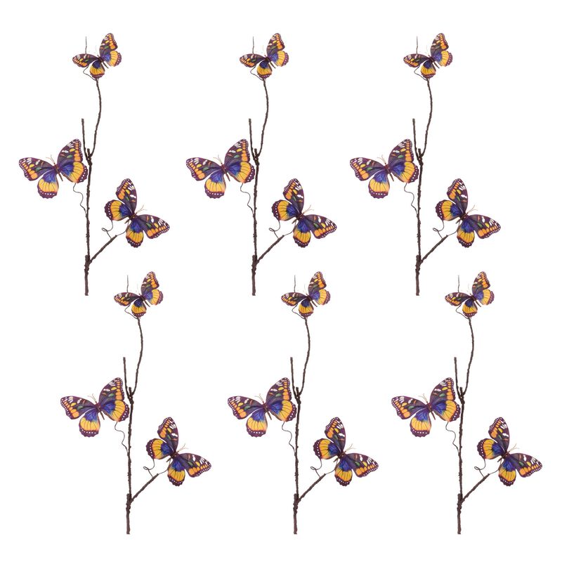 Artificial Butterfly Twig Spray Set of 6 for Rustic Decor or Craft Projects