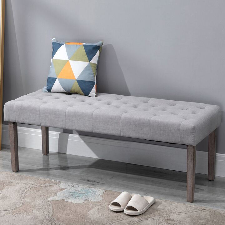 Simple Tufted Upholstered Ottoman Accent Bench with Soft Comfortable Cushion