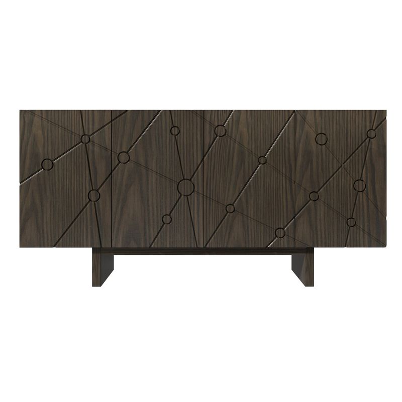 Clihome 63"Sideboard Buffet Cabinet with Adjustable Shelf,Brown Bead