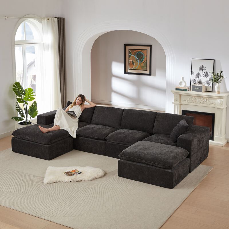Cukruf Modern Chenille cloud sofa image number 2
