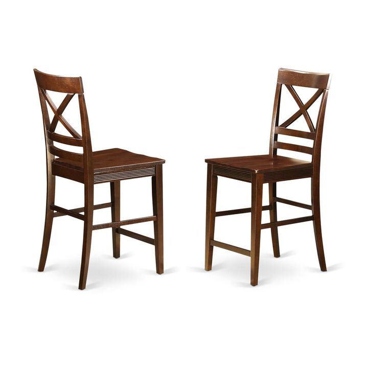 East West Furniture Quincy  Counter  Height  Stools  With  X-Back  in  Mahogany  Finish,  Set  of  2