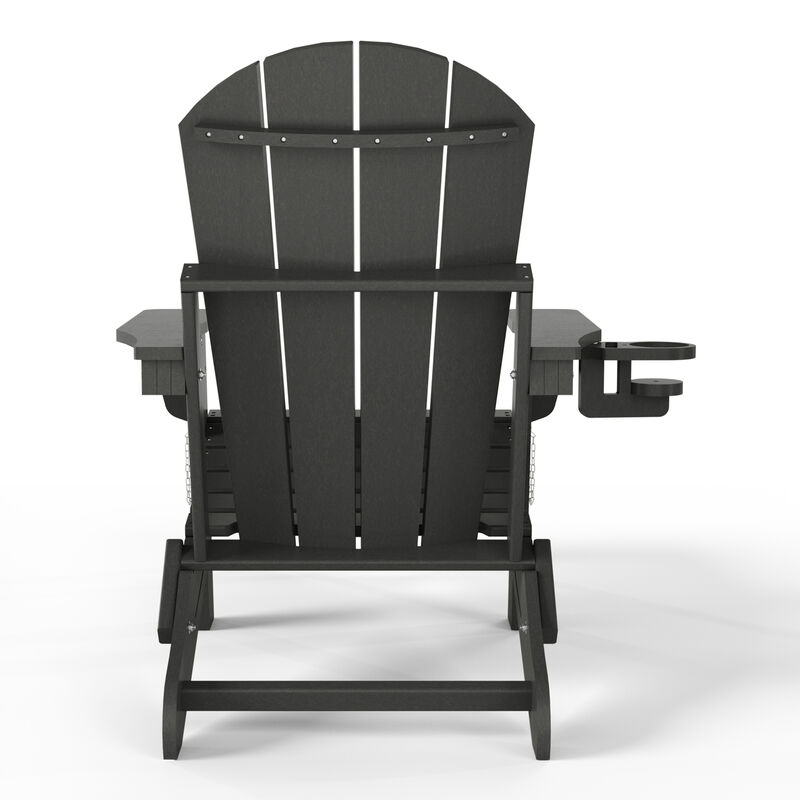 WestinTrends Folding Adjustable Adirondack Chair with Retractable Ottoman and Cup Holder (Set of 2) image number 4