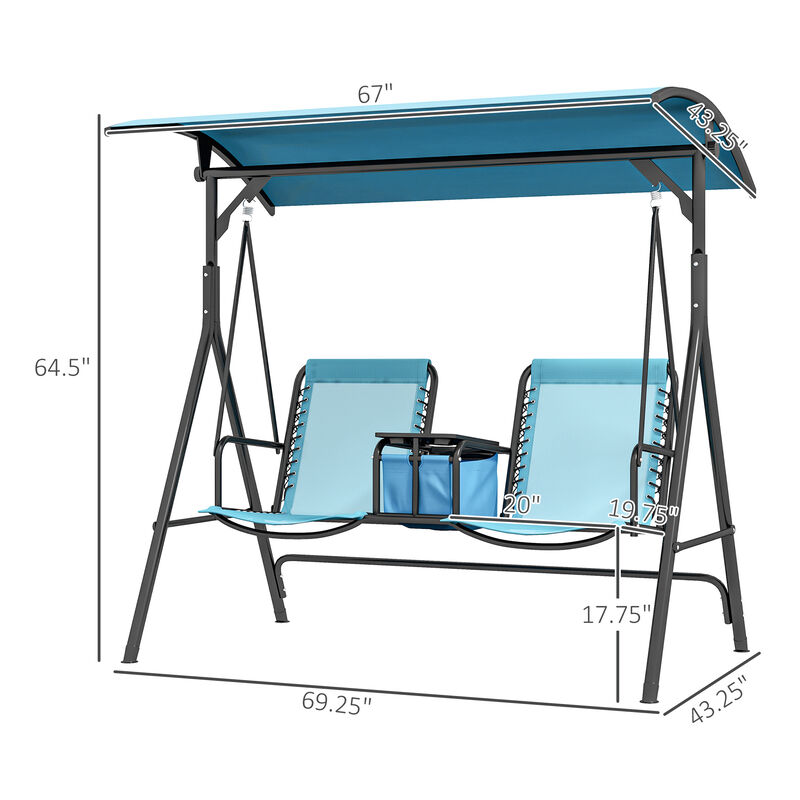 Hivvago Patio Swing for 2 with Storage Tray & Cup Holders image number 2