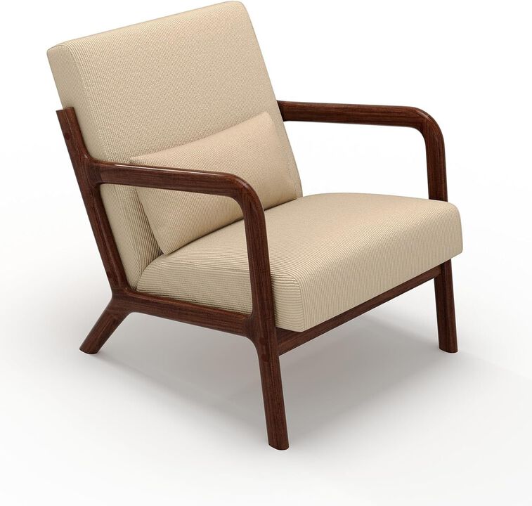 Modern Wide-Wale Corduroy Accent Sofa Chair, Lounge Armchair with Lumbar Pillow for Living Room, Bedroom, Outdoor Relax, Brown