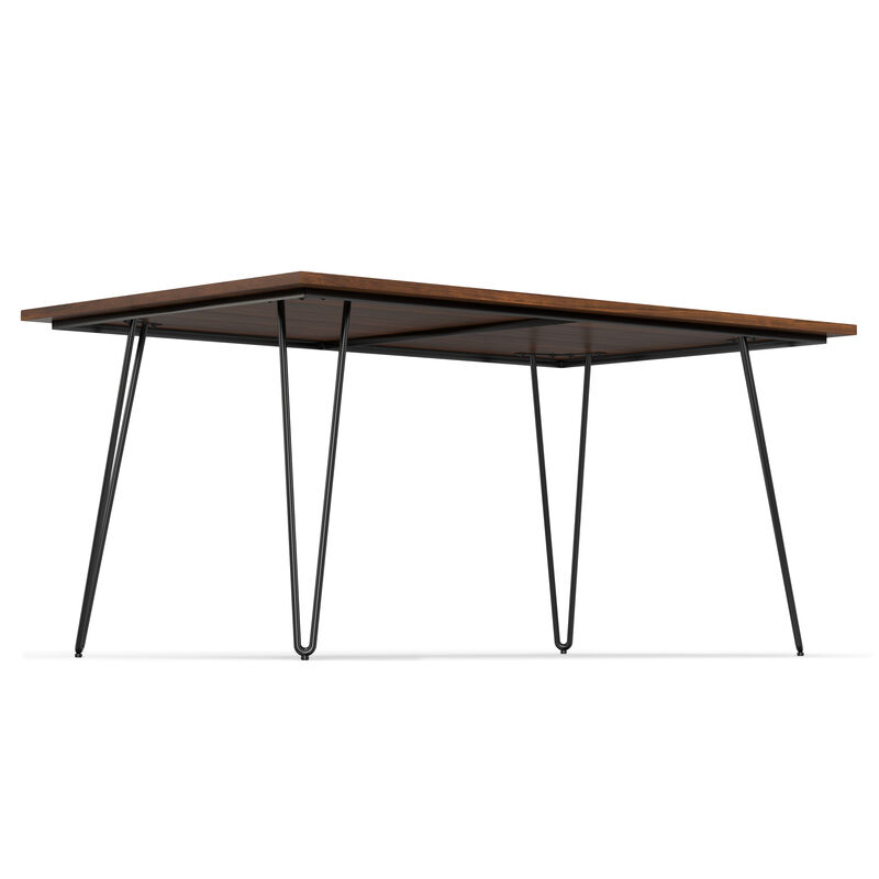 Hunter 66 inch x 40 inch Rectangle Industrial Dining Table in Walnut Veneer