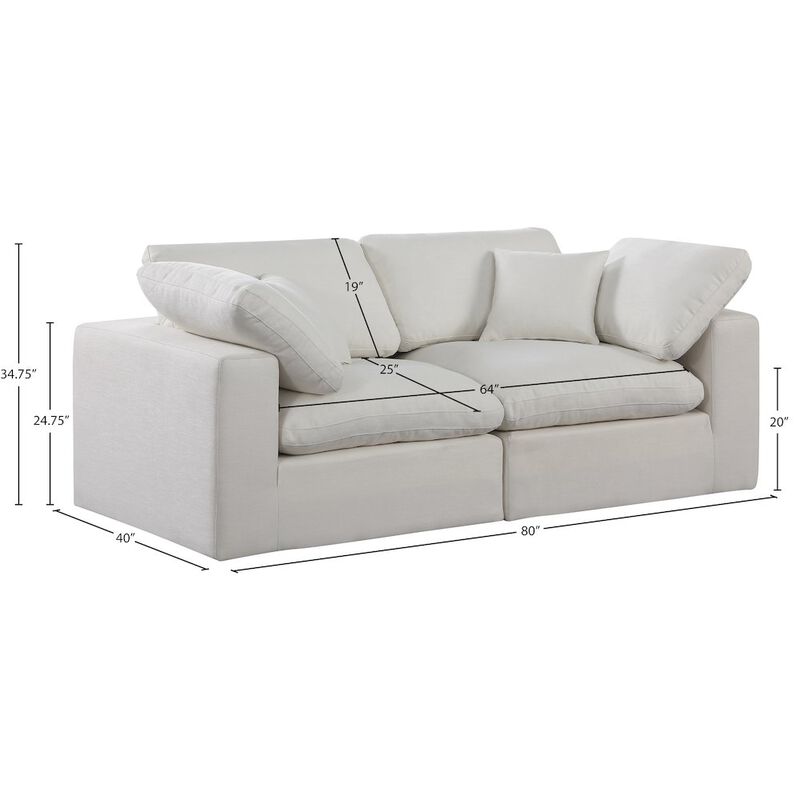 Meridian Furniture Comfy Cream Linen Textured Fabric Modular Sofa