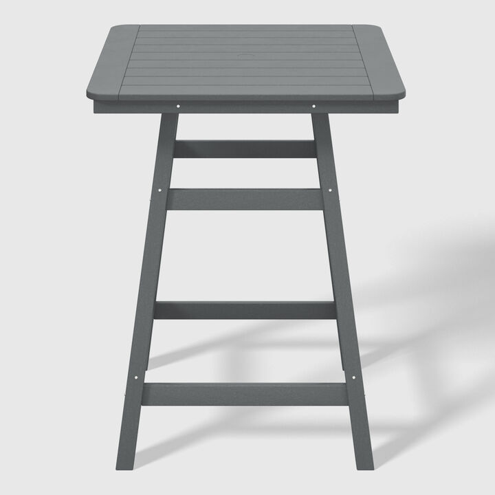 WestinTrends Square Outdoor Patio Counter High Bistro Bar Table With Umbrella Hole