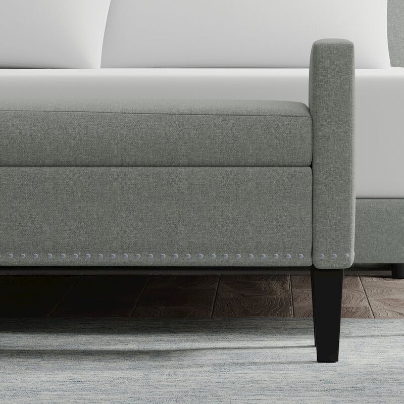 Rize Home 51.25 Storage Bench with Nailhead Trim - Stone (Light Gray) image number 3