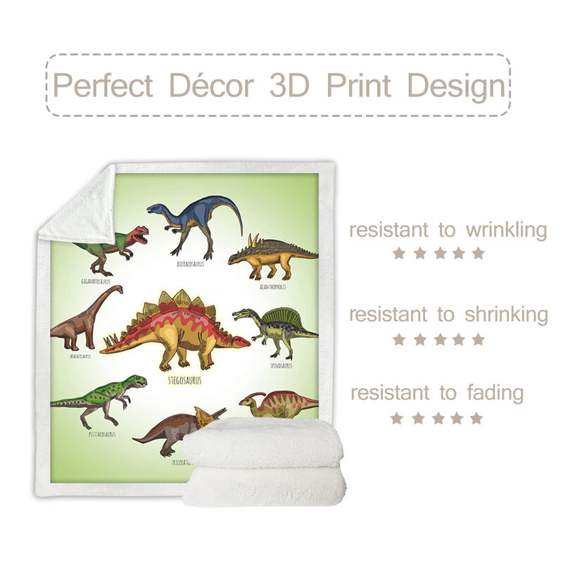 Dinosaur Sherpa Fleece Blanket &ndash; Soft & Warm Throw for All Ages