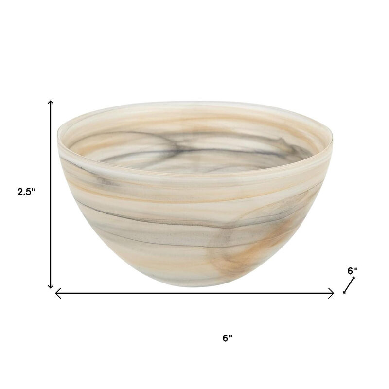 HomeRoots 6" Alabaster Glass Round Candy or Nut Bowl image number 3
