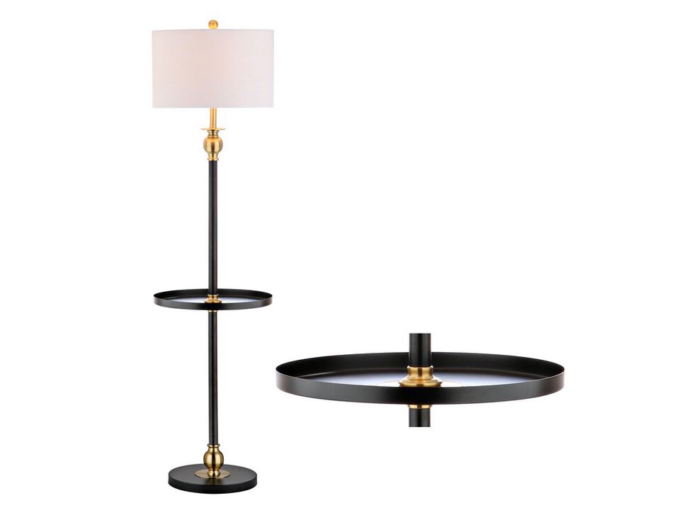 Evans 61" Metal LED End Table Floor Lamp, Black/Brass