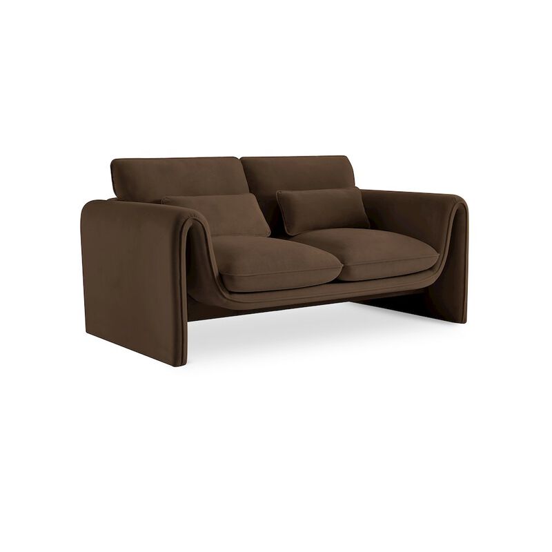 Meridian Furniture Sloan Brown Velvet Fabric Loveseat