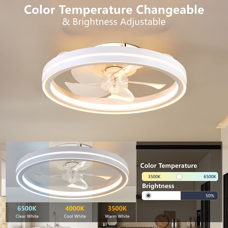 ELEMENT ACE Low Profile Flush Mount Bladeless Ceiling Fan with RGB LED Lighting, Smart App & Remote Control, Reversible Motor for Bedroom Low Ceiling Living Spaces image number 8