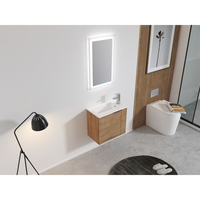 Bathroom Vanity with Sink 22 Inch for Small Bathroom, Floating Bathroom Vanity with Soft Close Door, Small Bathroom Vanity with Sink, 22x13 (KD-Packing)