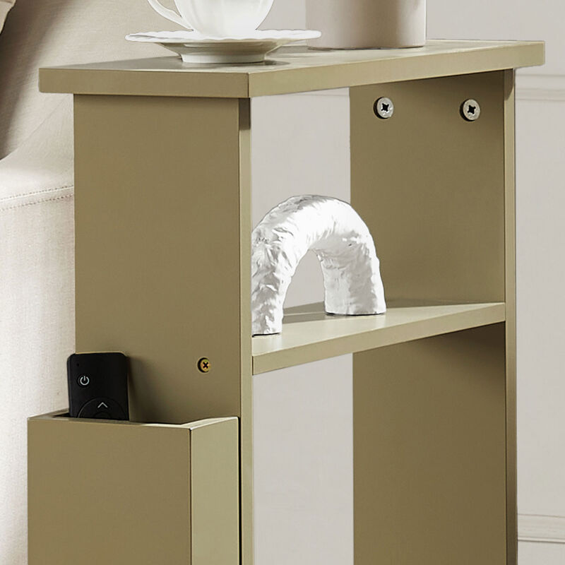 Kings Brand Furniture Zeke Narrow Side Table with Storage Shelf - Modern Sofa End Table, Small Nightstand with Magazine Rack