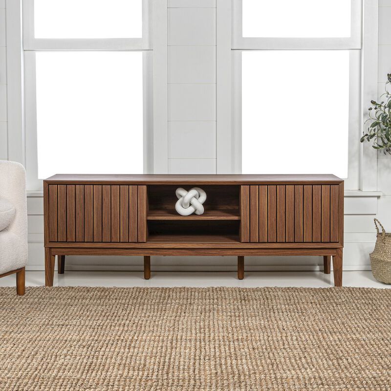 Jonathan Y Gennaro Farmhouse 3-Storage Sliding Door TV Stand Fits TVs With Cable Management