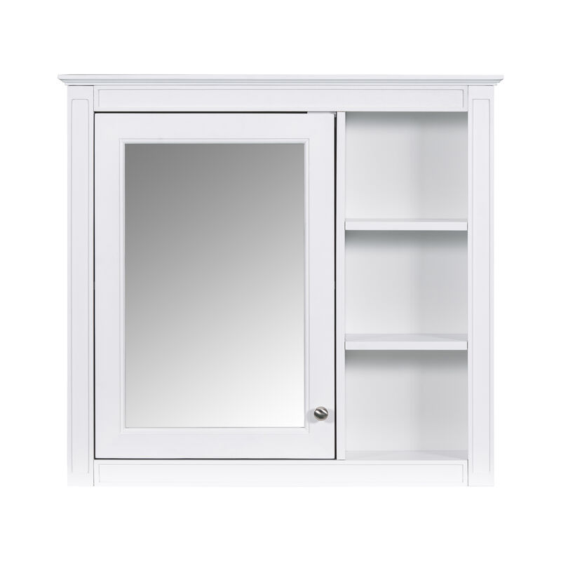 Merax Mirror Cabinet with Adjustable Shelves & Concealed Storage, Wall-Mounted image number 0