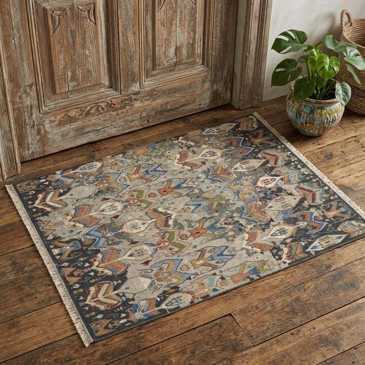 Wool Ikat Hand Knotted Area Rug