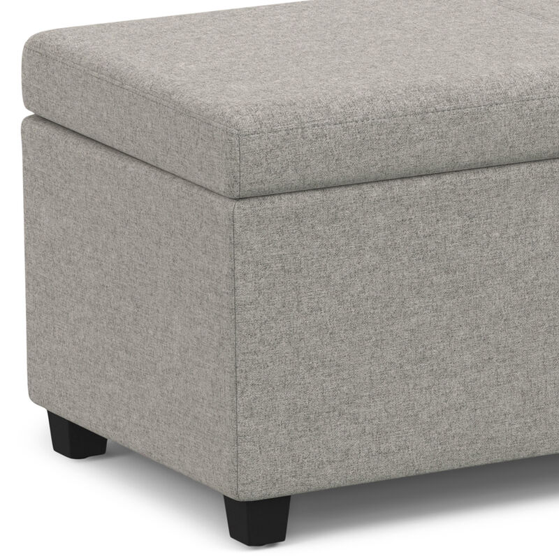 HomeRoots 54" Fawn and Dark Brown Faux Linen and Solid Wood Upholstered Storage Bench With Flip Top image number 3