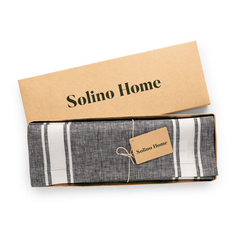 Solino Home Country Stripe 100% Linen Placemats &ndash; Set of 4, 14 x 19 in, Machine Washable, Holiday and Everyday Dining