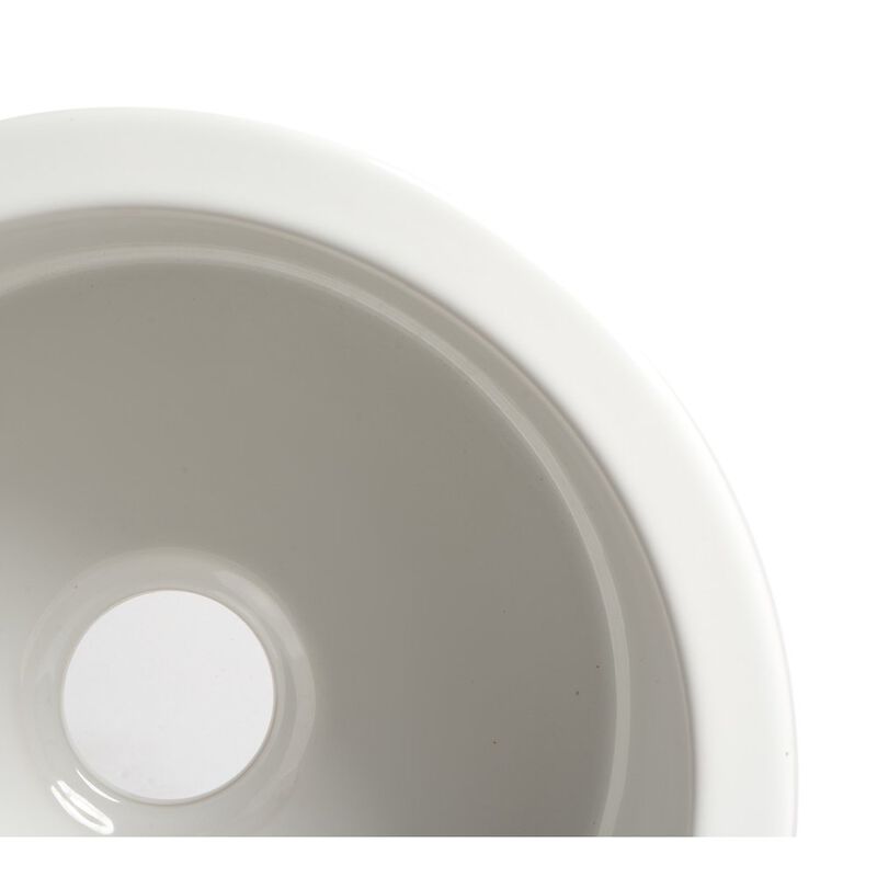ALFI brand White Round 18 x 18 Undermount / Drop In Fireclay Prep Sink