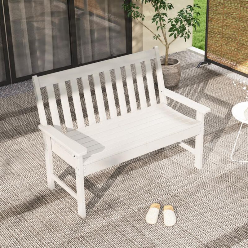 Hivvago All-Weather HDPE Outdoor Bench with Backrest and Armrests