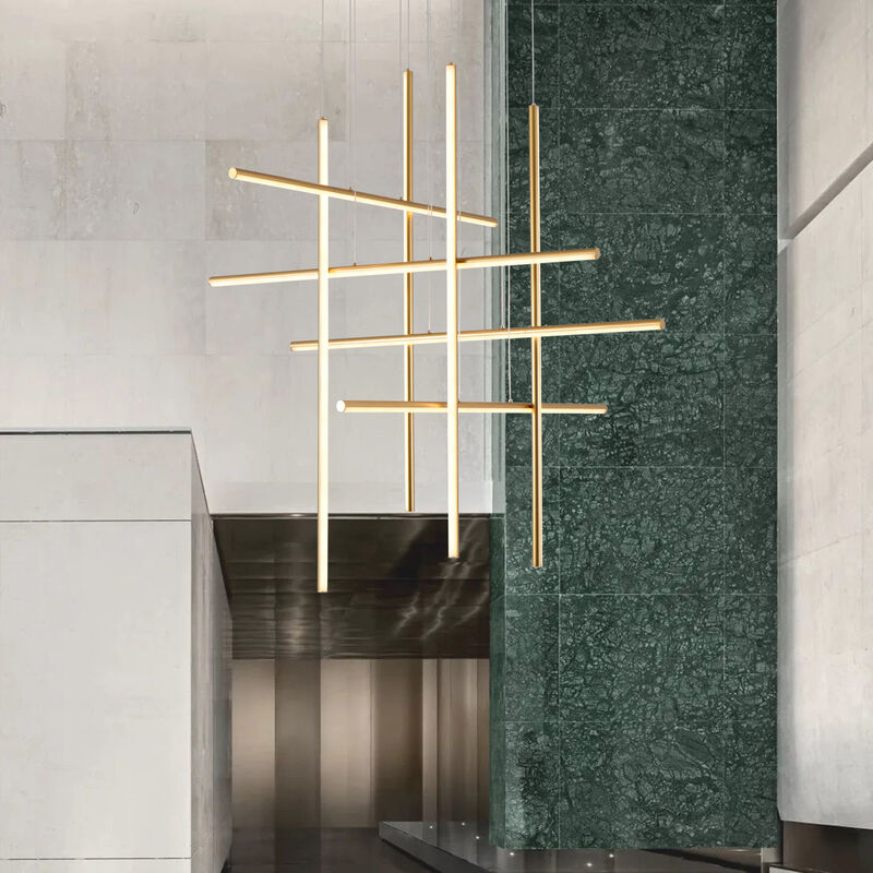 8 - Light Modern Chandelier Long Hanging Pendant for High Ceiling image number 1