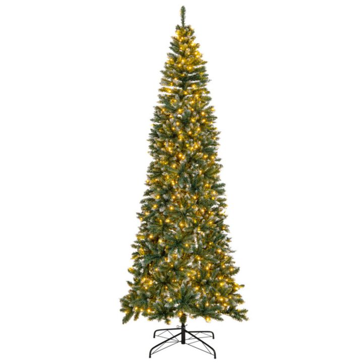 Hivvago 9 FT Pre-Lit Artificial Christmas Tree with 1298 Snowy Branch Tips