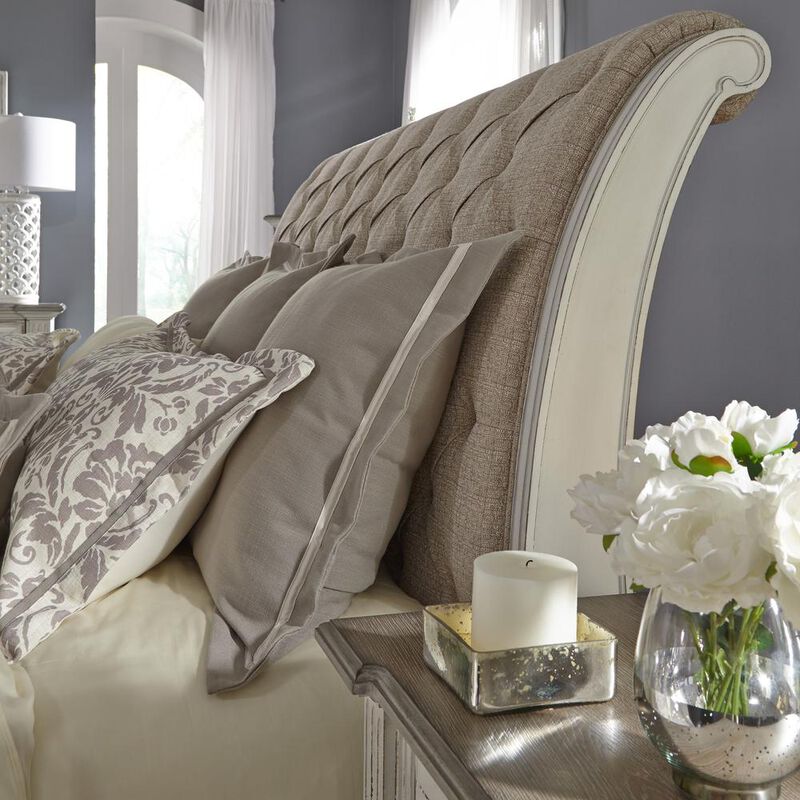 Liberty Furniture Abbey Park Queen Upholstered Sleigh Bed in Antique White image number 3