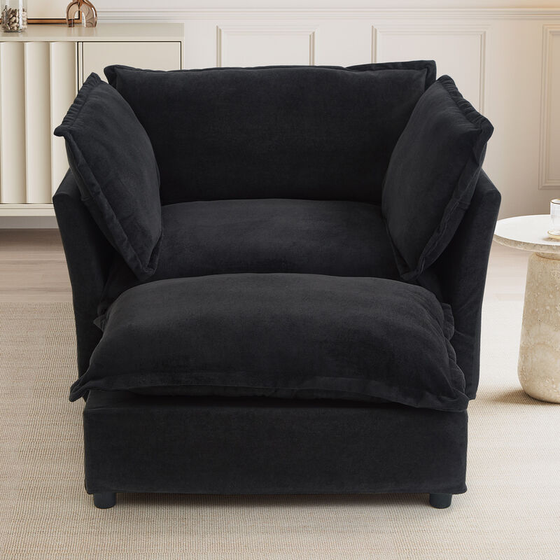 Merax Modern Armchair Sofa with Movable Ottoman