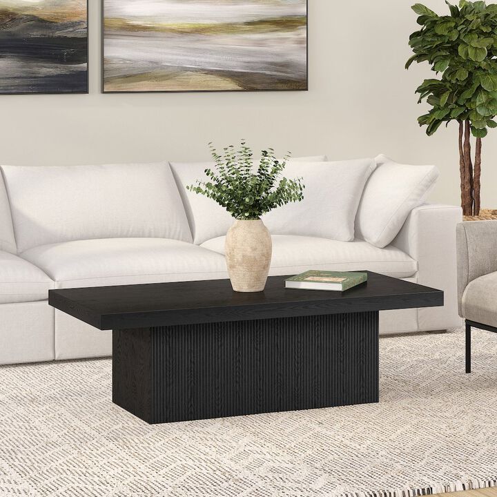 Hudson&Canal Torren 48 Wide Rectangular Coffee Table in Black Grain