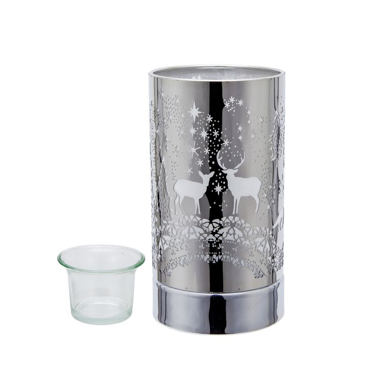 7" Touch lamp/Oil burner/Wax warmer - Silver Wildlife