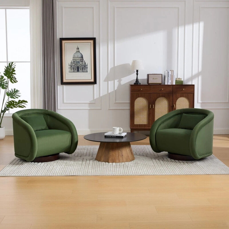 Envelor Luxury Boucle Velvet 360&deg; Swivel Barrel Accent Chair image number 2
