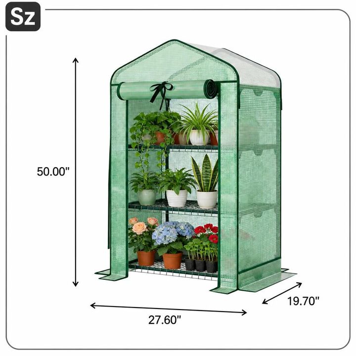 WOW PIONEER Three-Tier Portable Mini Greenhouse With PE Cover And Stable Steel Frame For Patio Gardening Seed Starting and Indoor Plant Growing