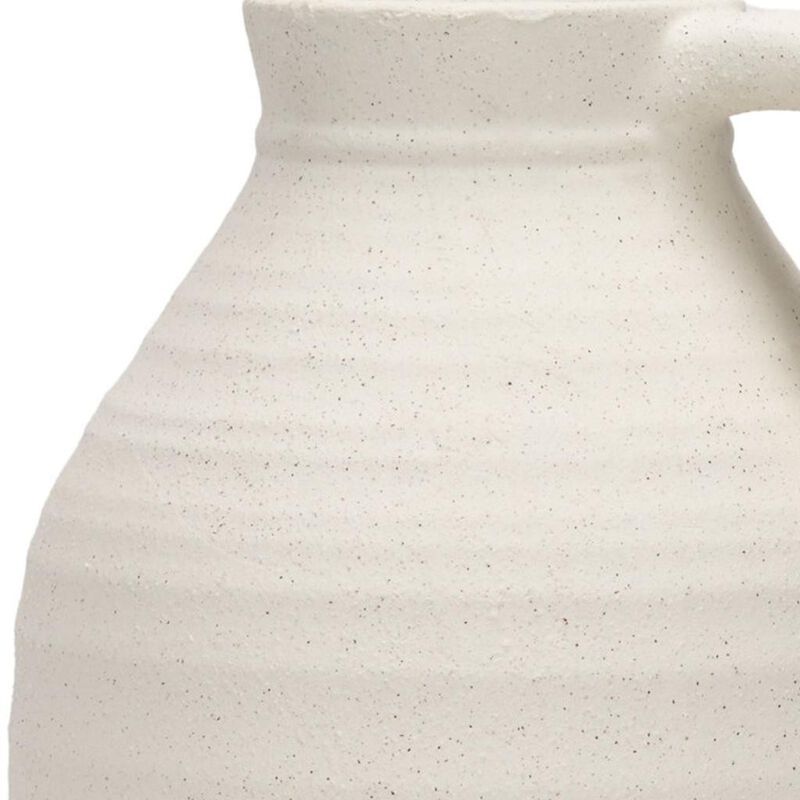 HomeRoots 15" Off White Ceramic Jug Table Vase image number 2