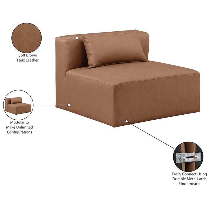 Meridian Furniture Cube Brown Vegan Leather Armless Chair