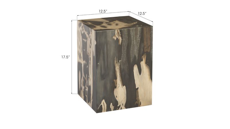 Cast Petrified Square Wood Stool