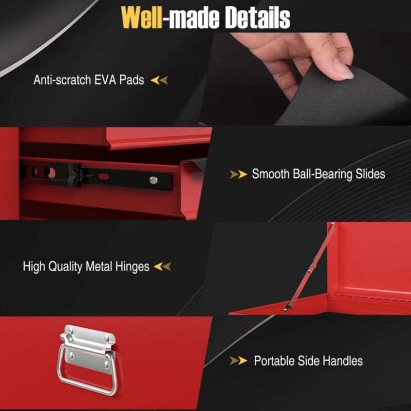 24" 6-Drawer Portable Tool Chest with Lock and Top Storage for Garage Repair Shop image number 4