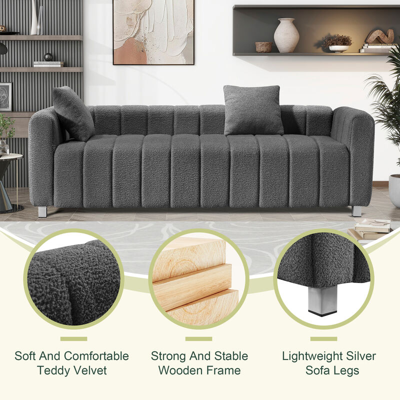 Merax Modern Teddy Velvet Sofa Indoor Couch