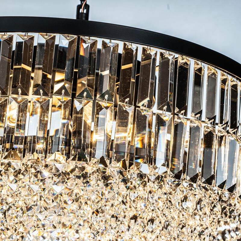 5 Lights 24" Traditional Matte Black Chandelier With Clear Crystal Accents image number 3