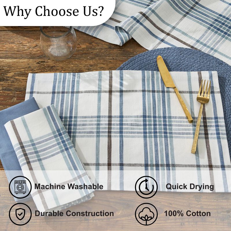 Split P Abbott Plaid Blue Napkin Set of 4 image number 5